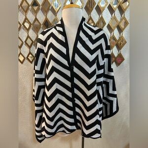 Black and Metallic Silver Chevron Pancho